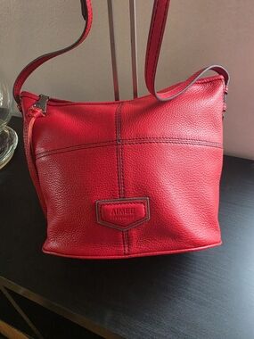 Aimee Kestenberg Red Pebbled Leather Crossbody Bag